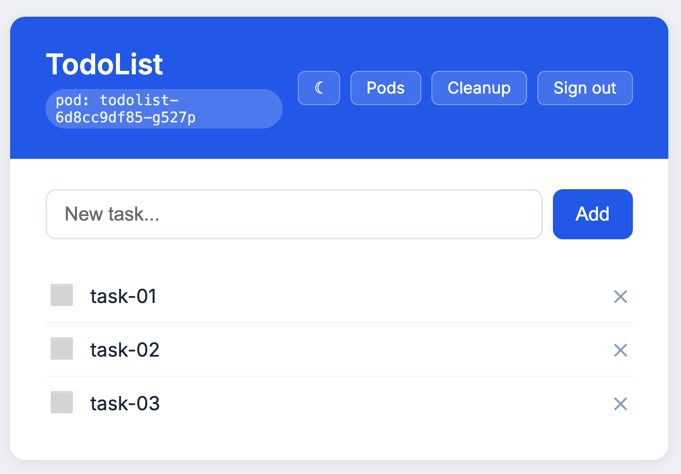The TodoList application